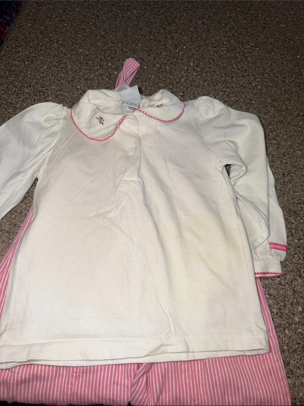 OshKosh B'gosh vintage Pink and White Striped Overalls and shirt